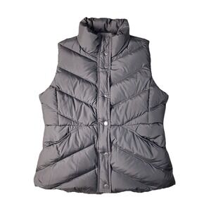 J Crew Puffer Vest Womens Size M Black Goose Down Insulated Zip Snap